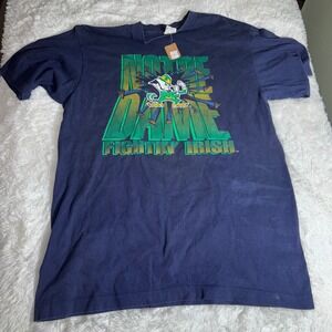 Logo 7 Notre Dame T Shirt Mens XL Tall Navy Good Vintage 90s Fighting Irish USA‎